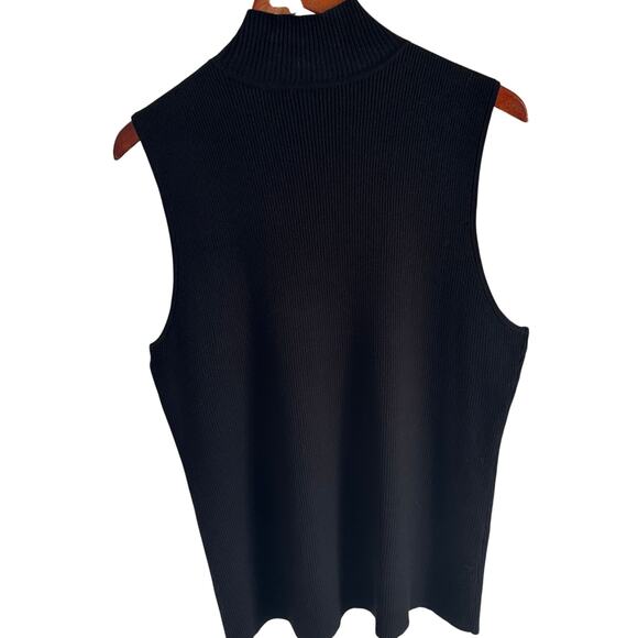 Chico’s Size 3 XL Black Sleeveless Mock Neck Knit Top Work Casual Evening - Picture 2 of 5